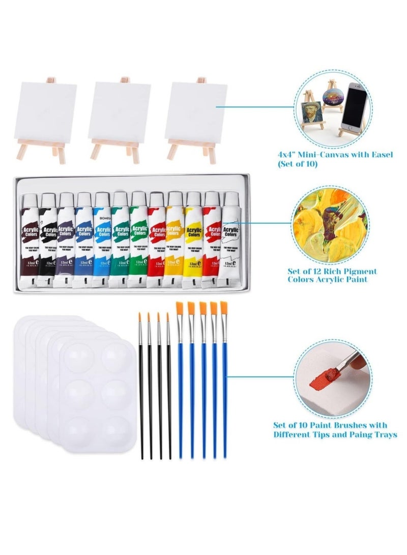 Coolchic Mini Canvas and Easel for Painting,Canvas Painting Set Includes 4x4 Inches Primed Canvas, Mini Easel, Watercolor Paints, Paintbrushes and Palette for Paint Art Party Supplies - Image 3